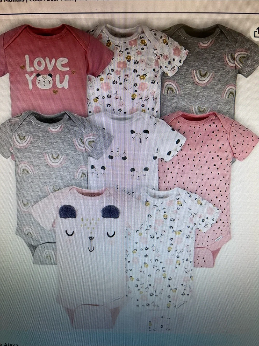 Gerber baby girl 8 pack short sleeve onesies bodysuits.